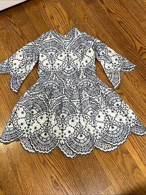 Marlo Dress with Navy Embroidery Size 3-4